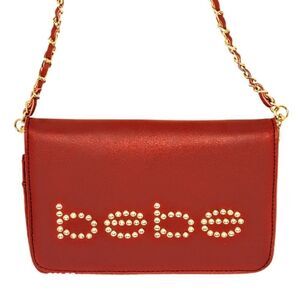 NWOT bebe Los Angeles Women's Red Leather Rhinestone Crossbody Shoulder Bag